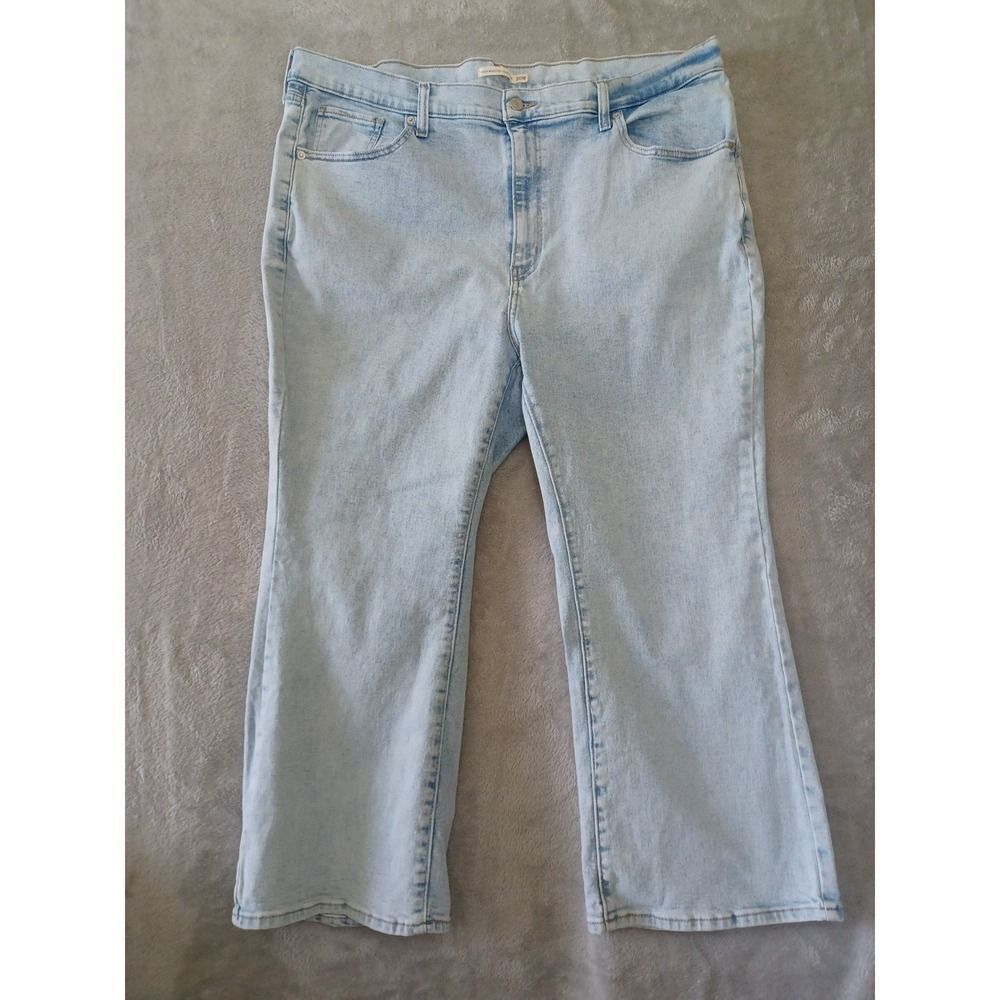 Levis Jeans Sz 20W High Rise Waist Crop Flare Stretch Acid Light Blue Wash